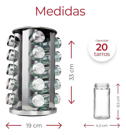 Especiero Cocina 20 Frascos Giratorio